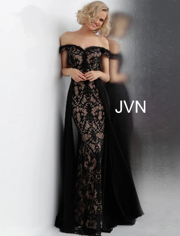 Jovani 62489 Off the Shoulder Lace Prom Dress Sophisticated Outfits