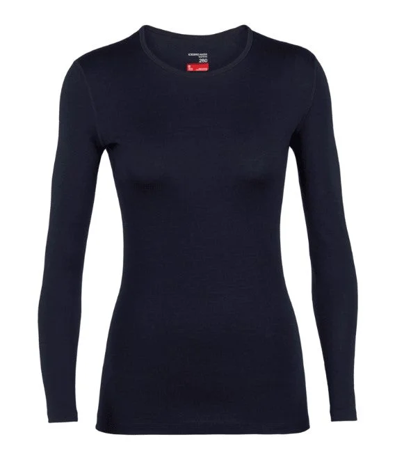 Icebreaker Women's 260 Tech LS Crewe M Midnight Navy Trendy Fashion For Women