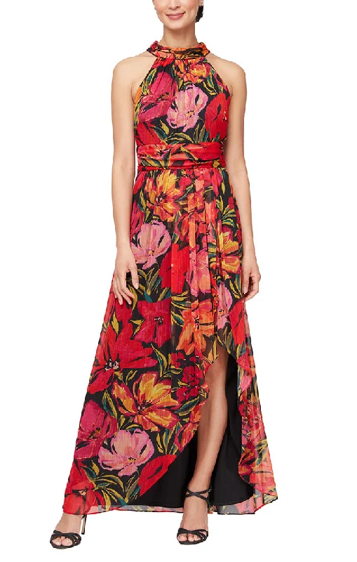 Printed Halter Neck Maxi With Tulip Cutaway Skirt Colorful Clothing