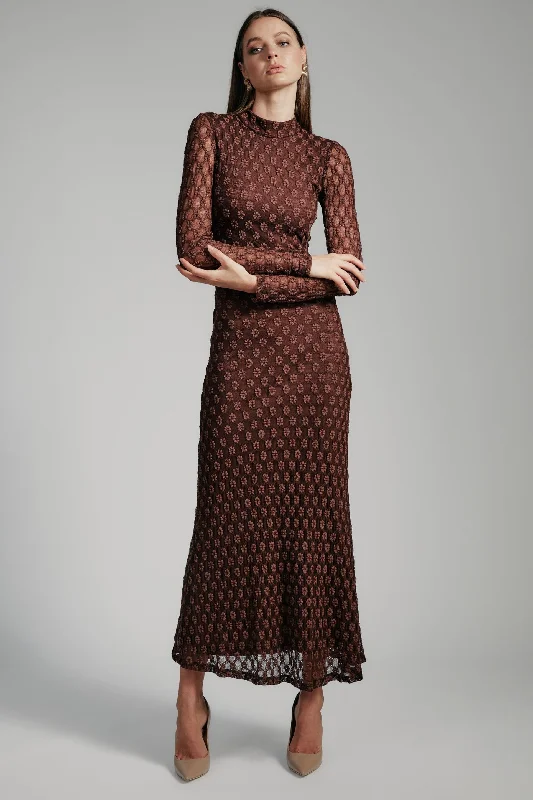 Ola Long Sleeve Midi Dress - Chocolate Boutique Styles