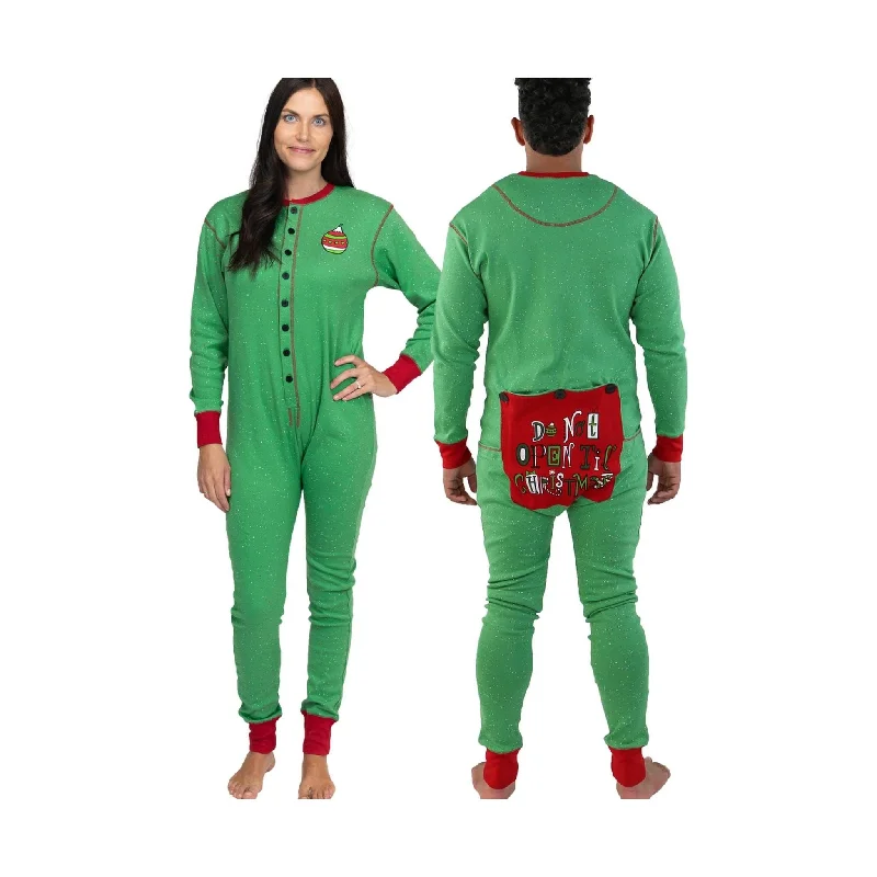 Lazy One Don't Open Till Christmas Adult Onesie Flapjack - Green FINAL SALE New Season Fashion Preview