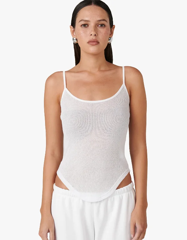 Daton Singlet Top - White Romantic Flair