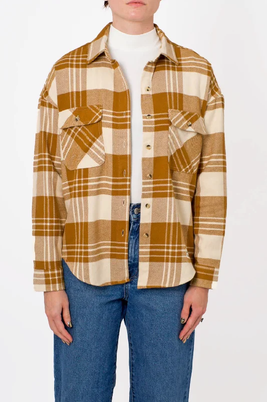 Bowery W Classic Flannel in Washed Copper/Whitecap Casual Chic Clothing