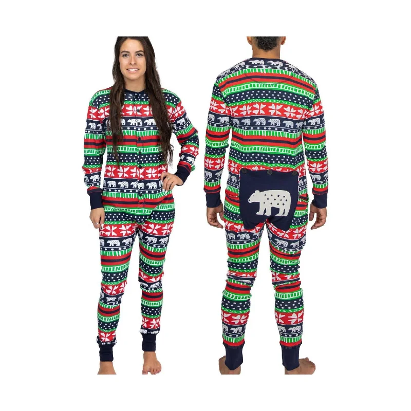 Lazy One Sweater Bear Adult Onesie Flapjack - Multi Color FINAL SALE Forward Trendsetter