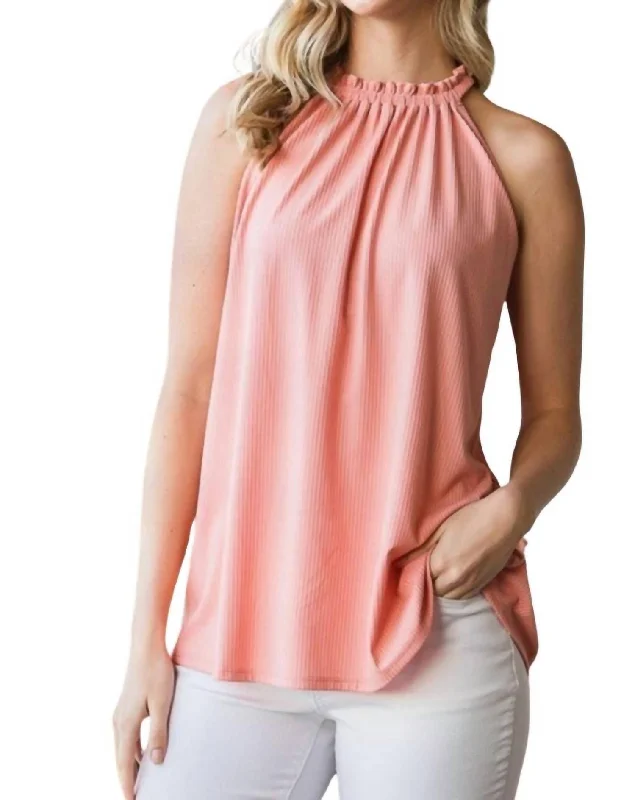 Ribbed Halter Top In Pink All Season Fashion Collection